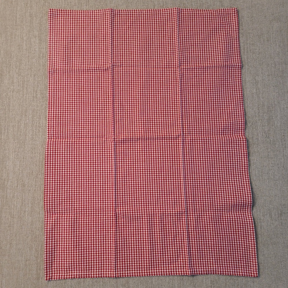 Crate & Barrel Dishtowel Set Red White Small Check Gingham Cotton Kitchen 2pc - Picture 4 of 8